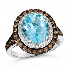 Le Vian® 1/2ctw Chocolate Diamonds® and 1/6ctw Nude Diamonds™ Blue Topaz 14k Vanilla Gold® Ring