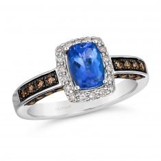 Le Vian® 1/3ctw Chocolate Diamonds® and 1/6ctw Nude Diamonds™ Blueberry Tanzanite® 14k Vanilla Gold® Ring