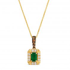 Le Vian® 1/3ctw Chocolate Diamonds® and Nude Diamonds™ Costa Smeralda Emeralds™ 14k Honey Gold™ Pendant Necklace