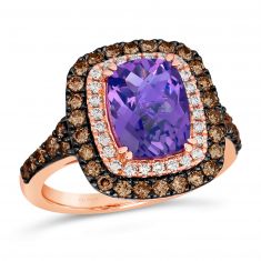 Le Vian® 1ctw Chocolate Diamonds® and Nude Diamonds™ Grape Amethyst™ 14k Strawberry Gold® Ring