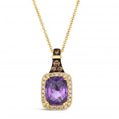 Le Vian® 1ctw Chocolate Diamonds® and Nude Diamonds™ Grape Amethyst™ 14k Honey Gold™ Pendant Necklace