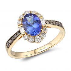 Le Vian® 1ctw Vanilla Diamonds® and Chocolate Diamonds® Blueberry Tanzanite® Chocolatier® 14k Honey Gold™ Ring