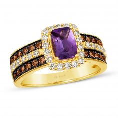 Le Vian® 3/8ctw Chocolate Diamonds® and 1/3ctw Nude Diamonds™ Grape Amethyst™ 14k Honey Gold™ Ring