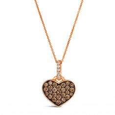 Le Vian® 5/8ctw Chocolate Diamonds® and Nude Diamonds™ in 14k Strawberry Gold® Heart Pendant Necklace