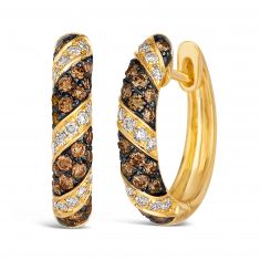 Le Vian® 7/8ctw Chocolate Diamonds® and Nude Diamonds™ 14k Honey Gold™ Hoop Earrings