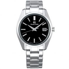 Men's Grand Seiko Heritage Quartz Watch, Black Dial Stainless Steel SBGP003