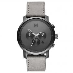 Men's MVMT Chrono Grey Leather Strap Watch D-MC01-BBLGR