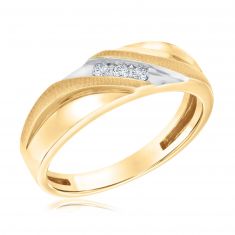 Men's Three Diamond Diagonal Yellow Gold Ring 1/10ctw | REEDS 