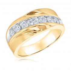 1ctw Round Diamond Yellow Gold Ring | Men's