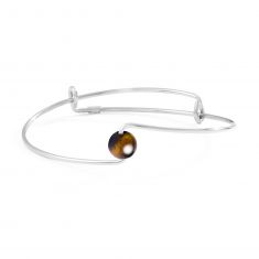 Metal Alchemist Gemstone Expandable Bangle Bracelet | Tiger's Eye | Sterling Silver