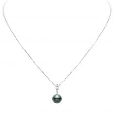 MIKIMOTO Morning Dew Black South Sea Pearl and Diamond Pendant Necklace
