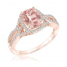 Morganite and Diamond Twist Rose Gold Ring 1/3ctw