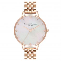 Olivia Burton Blush Mother-of-Pearl Demi Dial Rose Gold-Tone Bracelet Watch OB16SE15