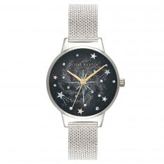 Olivia Burton Celestial Midi Dial Silver-Tone Mesh Watch OB16GD85