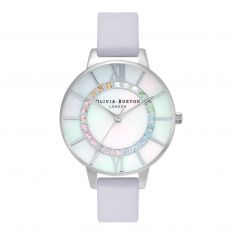 Olivia Burton Rainbow Wonderland Mother-of-Pearl Demi Dial Parma Violet Leather Strap Watch | 34mm | OB16WD102