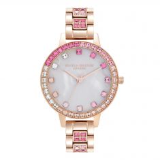 Olivia Burton Treasure Mother-of-Pearl Demi Dial, Pink Ombré Crystal, and Rose Gold-Tone Watch | 34mm | OB16MOP23