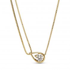 Pandora Brilliance 0.75ct Lab-Created Diamond Double Chain Yellow Gold Collier Necklace