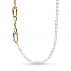 Pandora ME Slim Treated Freshwater Cultured Pearl Necklace | Gold-Plated