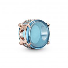 Pandora Blue Oval Cabochon Charm, Rose Gold-Plated