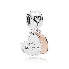 Pandora Mother and Daughter Hearts Dangle Charm, Silver Enamel and 