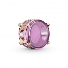 Pandora Pink Oval Cabochon Charm, Rose Gold-Plated