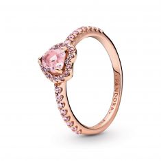 Pandora Sparkling Elevated Heart Ring, Rose Gold-Plated