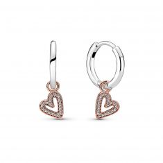 Pandora Sparkling Freehand Heart Hoop Earrings, Rose Gold-Plated