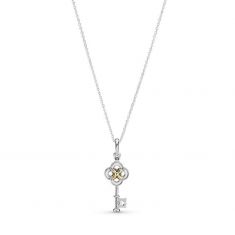 Pandora Two-Tone Key & Flower Necklace
