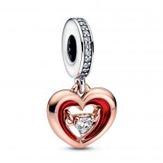 Pandora Two-Tone Radiant Heart Dangle Charm | Rose Gold-Plated