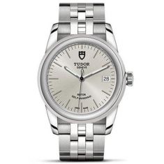 Previously Owned Men's TUDOR Glamour Date Silver-Tone Dial Stainless Steel Watch | 36mm | M55000-0005