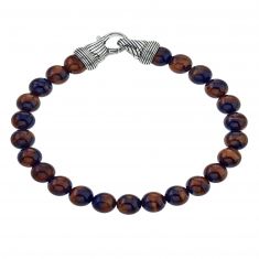 Red Tiger's Eye Beaded Bracelet in Sterling Silver