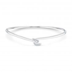1/10ctw Diamond Twist Sterling Silver Bangle Bracelet