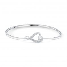 REEDS Exclusive Always Together Diamond Heart Bangle Bracelet 1/5ctw