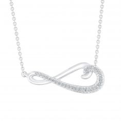 1/10ctw Diamond Side Heart Sterling Silver Pendant Necklace