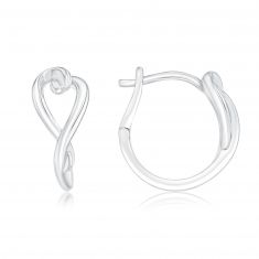 Sterling Silver Heart Huggie Hoop Earrings