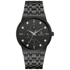 REEDS Exclusive Bulova Modern Quadra Diamond Black Ion-Plated Watch 98D171