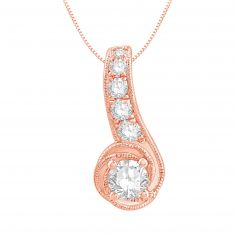 REEDS Exclusive Love's Path Rose Gold Diamond Pendant Necklace 1/2ctw
