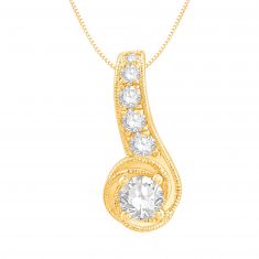 REEDS Exclusive Love's Path Yellow Gold Diamond Pendant Necklace 1/2ctw