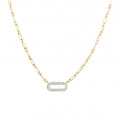 REEDS Exclusive Shy Creation Diamond Paperclip Link Chain Necklace 1/2ctw