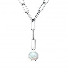 REEDS Exclusive Stop Collection Octagon Created Opal Paperclip Link Y Necklace