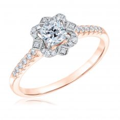 5/8ctw Cushion Diamond Halo Rose Gold Engagement Ring