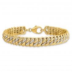 REEDS TRUE ITALY Two-Tone Gold Fancy Polished Wide Link Bracelet
