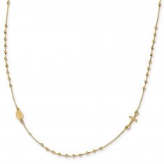 Yellow Gold Cross Rosary Necklace | 16 Inches