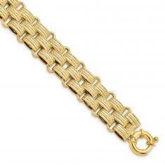 REEDS TRUE ITALY Yellow Gold Fancy Basket Weave Link Bracelet