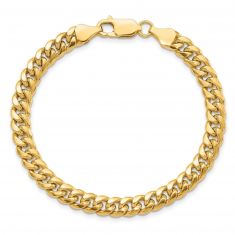 REEDS TRUE ITALY Yellow Gold Semi-Solid Miami Cuban Chain Bracelet 6mm, 7 Inches