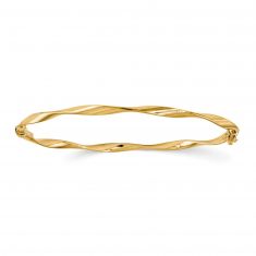 REEDS TRUE ITALY Yellow Gold Twisted Hinged Bangle Bracelet