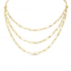 Roberto Coin Designer Gold Triple Strand Paperclip Bib Necklace