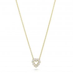 Roberto Coin Tiny Treasures Heart Pendant Necklace with Diamonds, Yellow Gold 1/10ctw