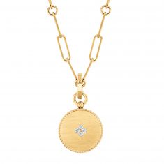 Roberto Coin Venetian Princess 1/15ctw Diamond and Mother-of-Pearl Yellow Gold Medallion Necklace