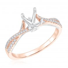 1/5ctw Diamond Twist Rose Gold Engagement Ring Setting